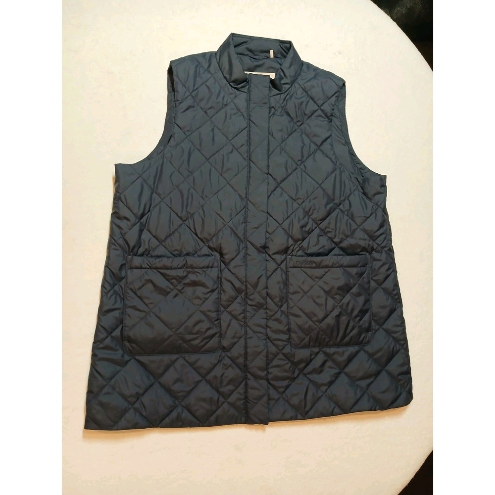 Barbour Cosmia Quilted Liner Vest Womens 1X Navy Blue Modern Heritage Gilet Snap